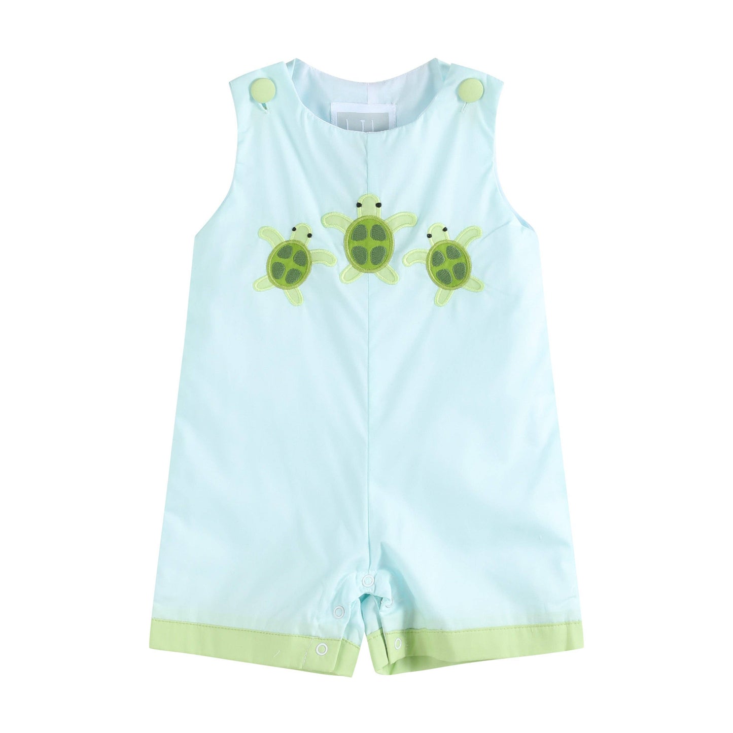 Blue Baby Turtles Applique Shortalls