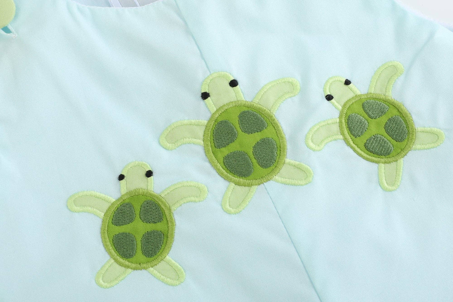 Blue Baby Turtles Applique Shortalls